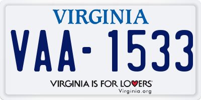 VA license plate VAA1533