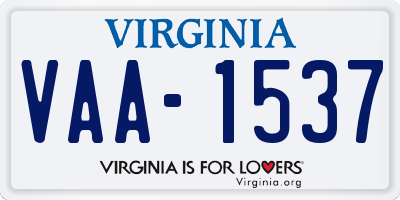 VA license plate VAA1537