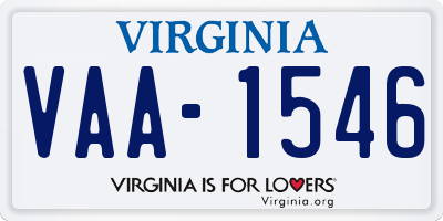 VA license plate VAA1546
