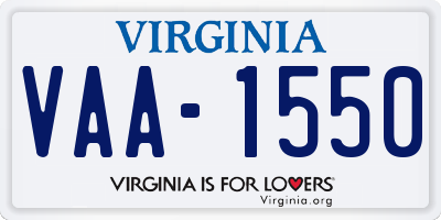 VA license plate VAA1550