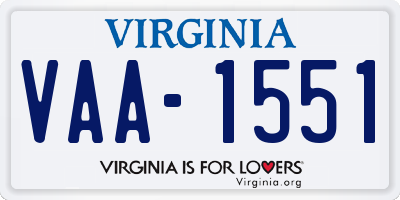 VA license plate VAA1551