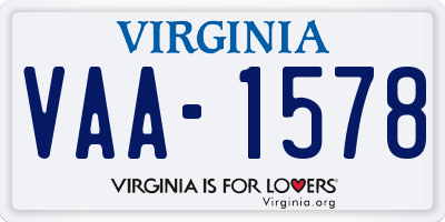 VA license plate VAA1578
