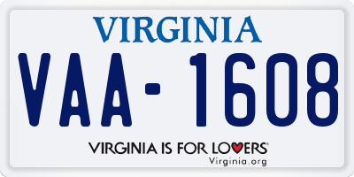 VA license plate VAA1608