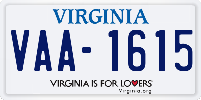 VA license plate VAA1615