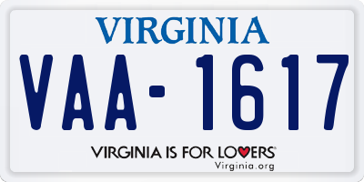 VA license plate VAA1617