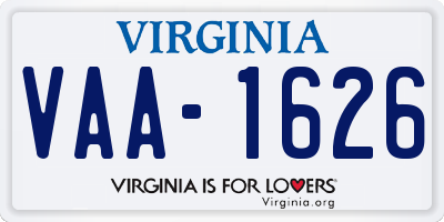 VA license plate VAA1626