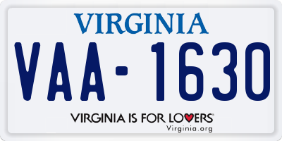 VA license plate VAA1630