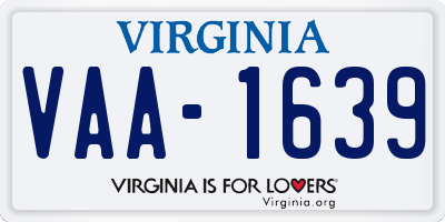 VA license plate VAA1639