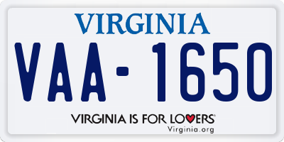 VA license plate VAA1650