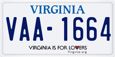 VA license plate VAA1664