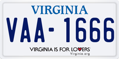 VA license plate VAA1666