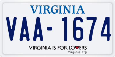 VA license plate VAA1674