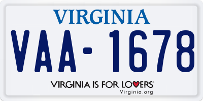 VA license plate VAA1678