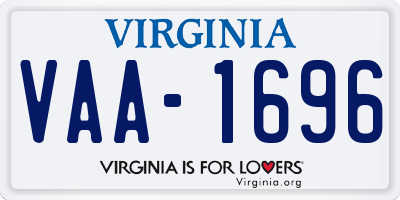 VA license plate VAA1696