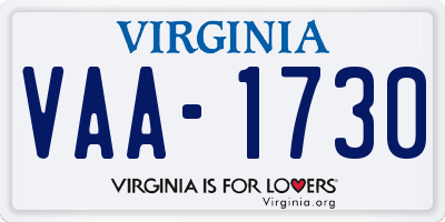 VA license plate VAA1730