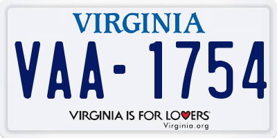 VA license plate VAA1754