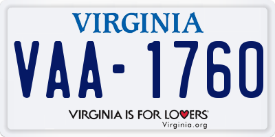 VA license plate VAA1760