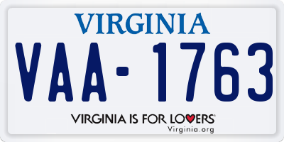 VA license plate VAA1763