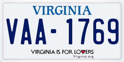 VA license plate VAA1769