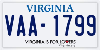 VA license plate VAA1799