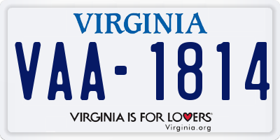 VA license plate VAA1814