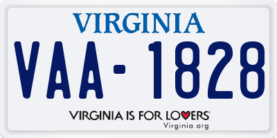VA license plate VAA1828