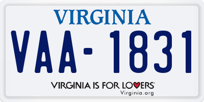 VA license plate VAA1831