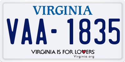 VA license plate VAA1835