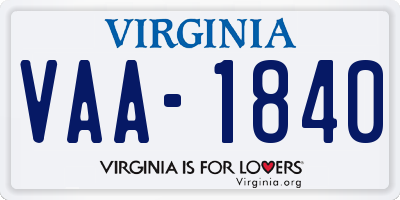 VA license plate VAA1840