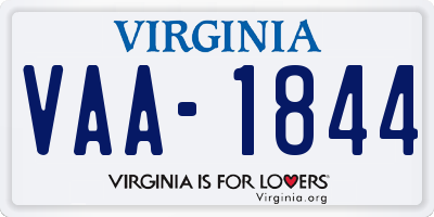 VA license plate VAA1844