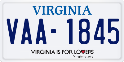 VA license plate VAA1845