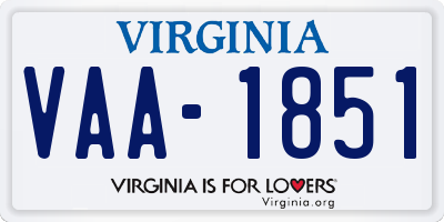 VA license plate VAA1851