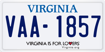 VA license plate VAA1857