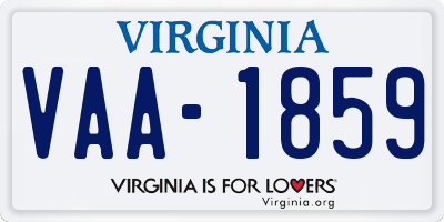 VA license plate VAA1859