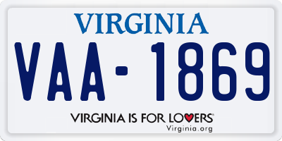 VA license plate VAA1869