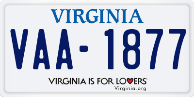 VA license plate VAA1877