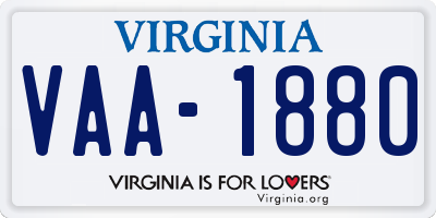 VA license plate VAA1880