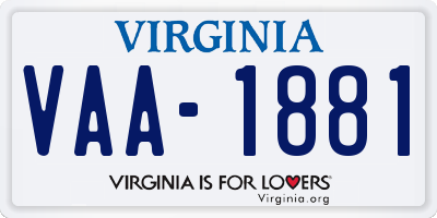 VA license plate VAA1881