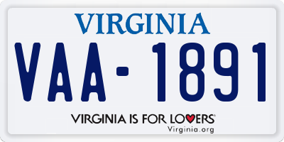 VA license plate VAA1891