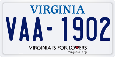 VA license plate VAA1902