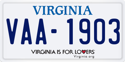 VA license plate VAA1903