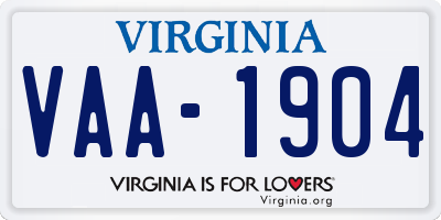 VA license plate VAA1904