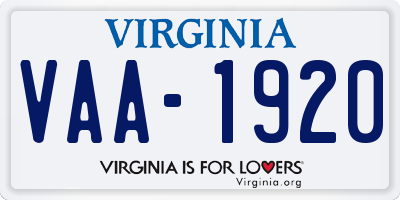 VA license plate VAA1920