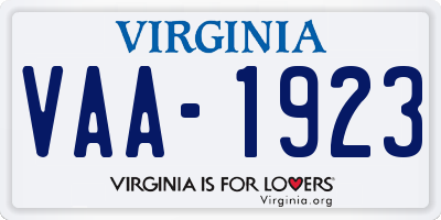 VA license plate VAA1923