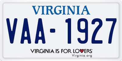 VA license plate VAA1927