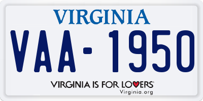 VA license plate VAA1950
