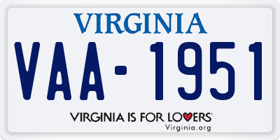VA license plate VAA1951