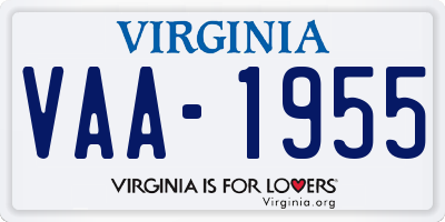 VA license plate VAA1955