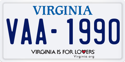 VA license plate VAA1990