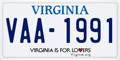 VA license plate VAA1991